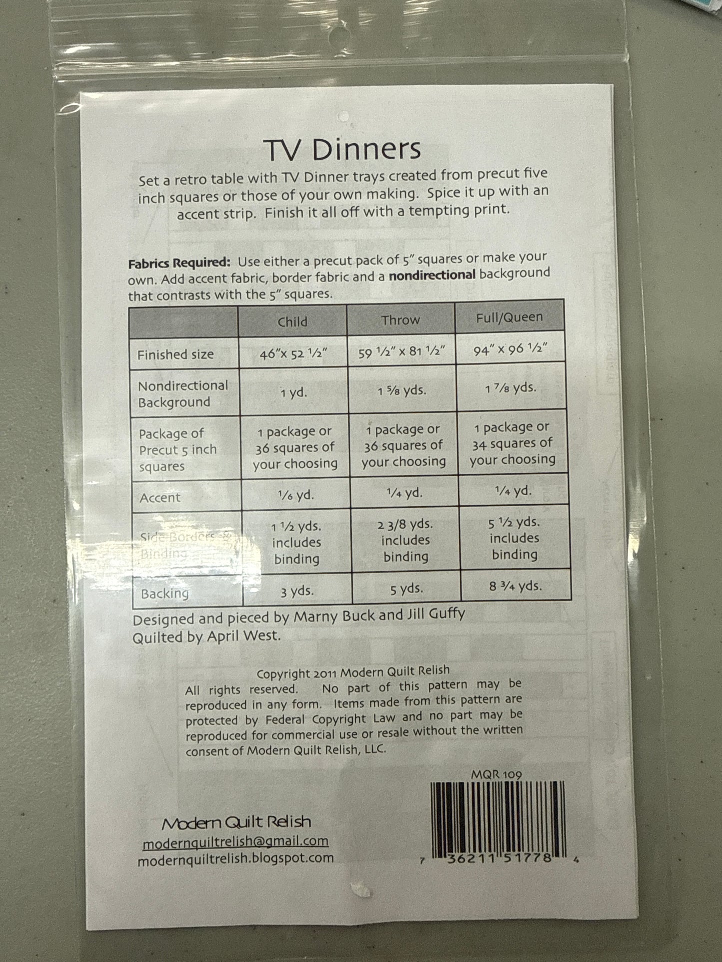 Modern Quilt Relish TV Dinner MQR 109