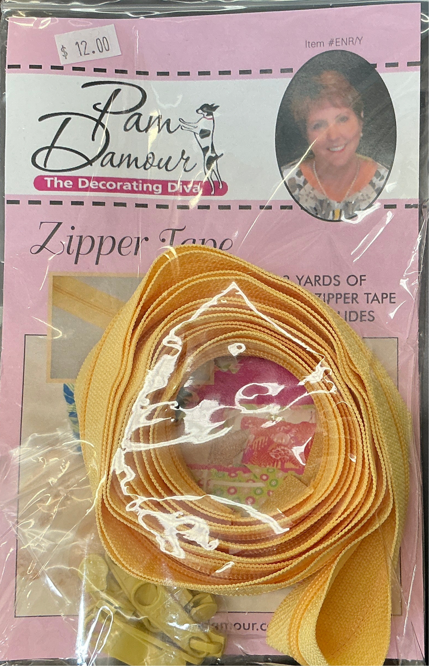 3 yards Reversible coil zipper tape with 8 slides yellow