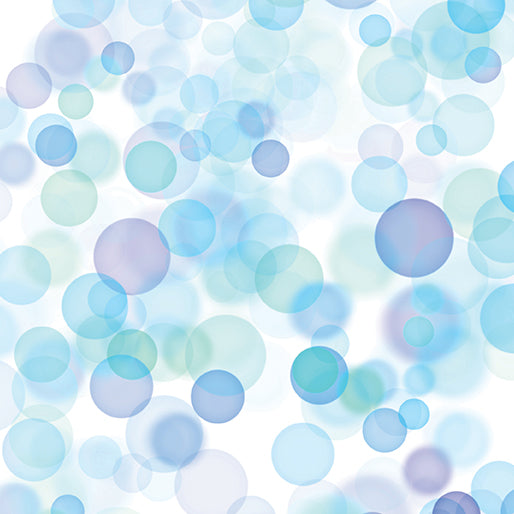 Swim with Me Watercolor bubbles white/blue