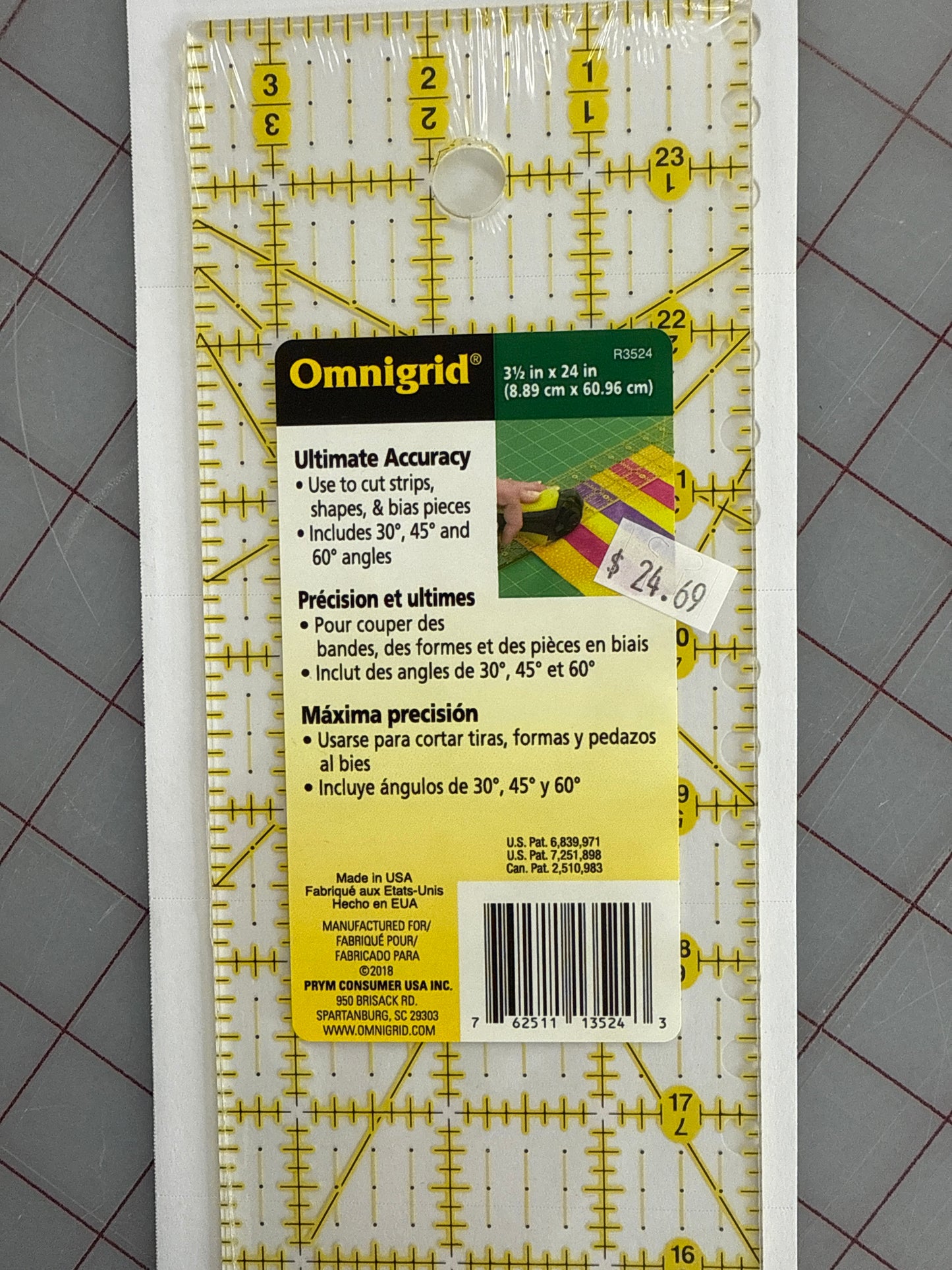 Omnigrid ruler 3 1/2” x 24”