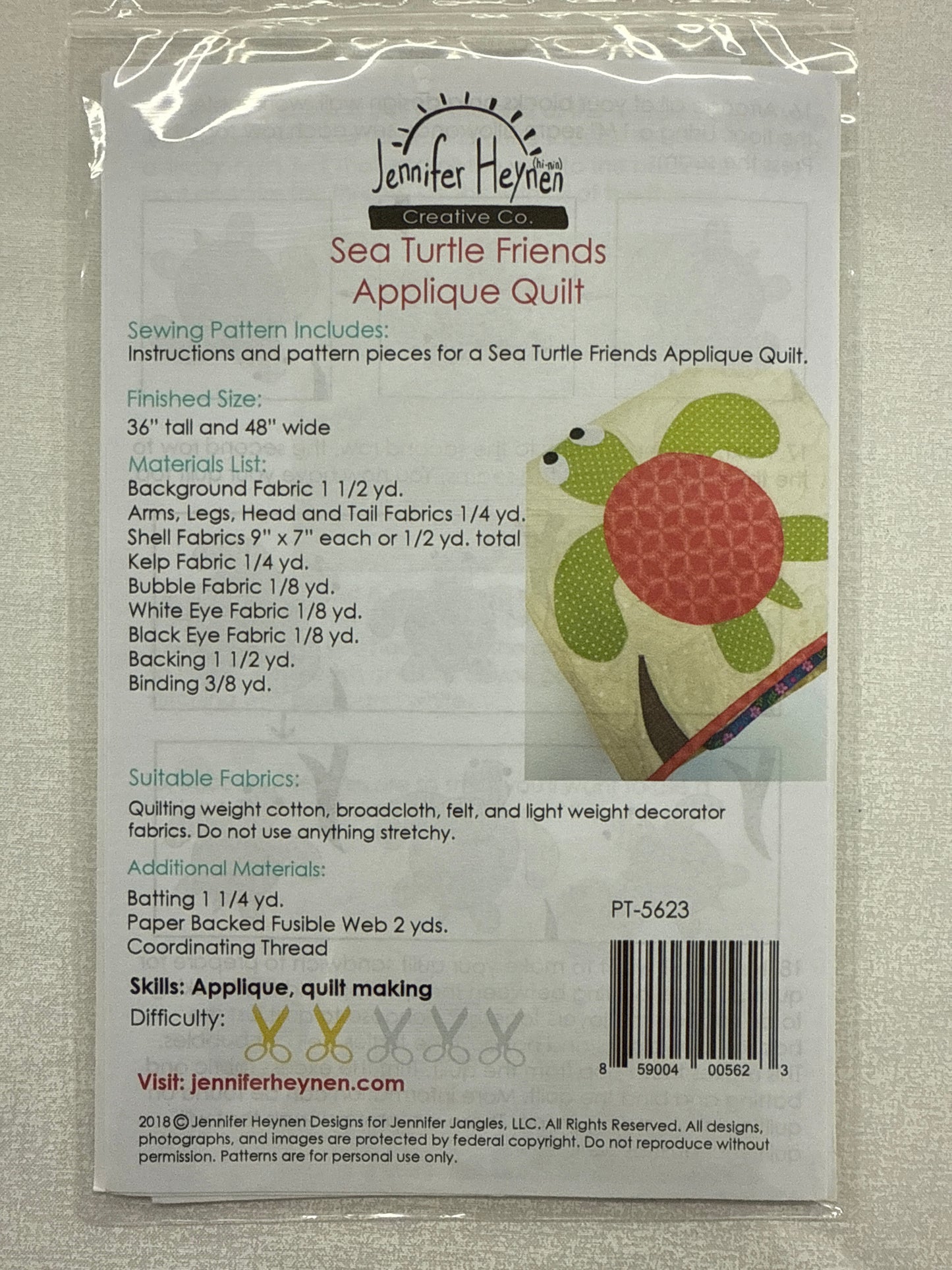 Sea Turtle Friends Applique Quilt Sewing Pattern