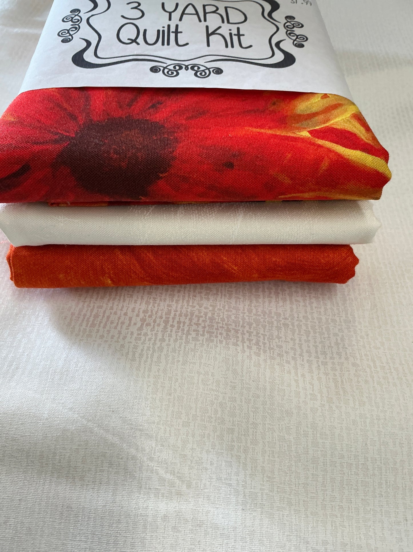 3 yard quilt kits-orange sunflower floral