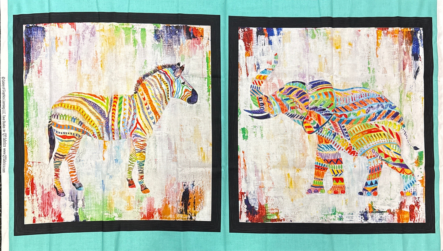 Panels-zebra/elephant pillow panel