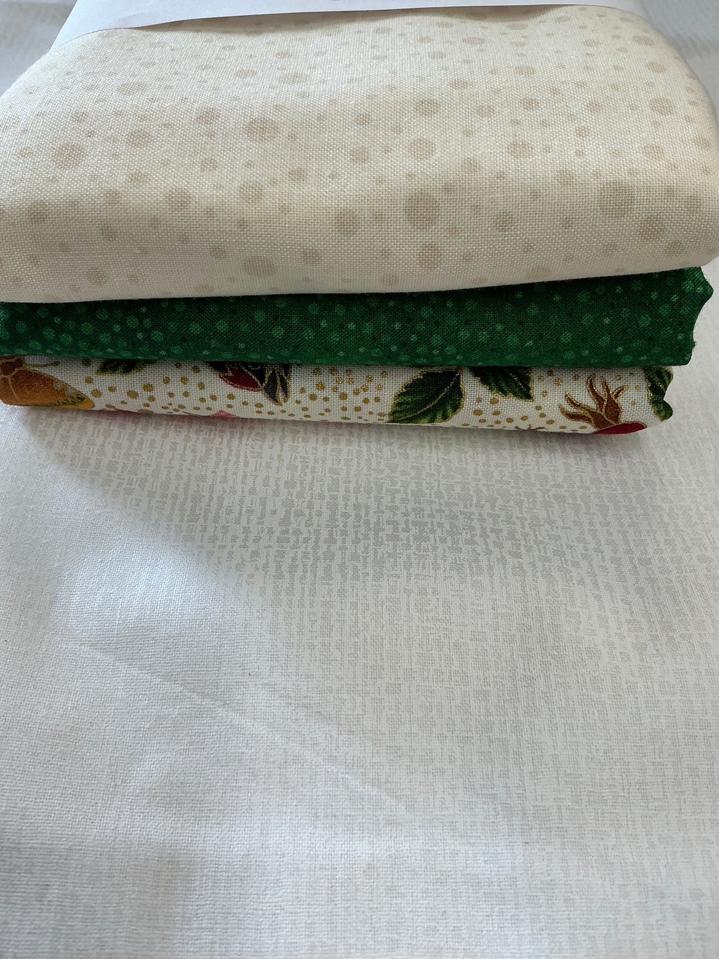 3 yard quilt kits-white background tan polka dots