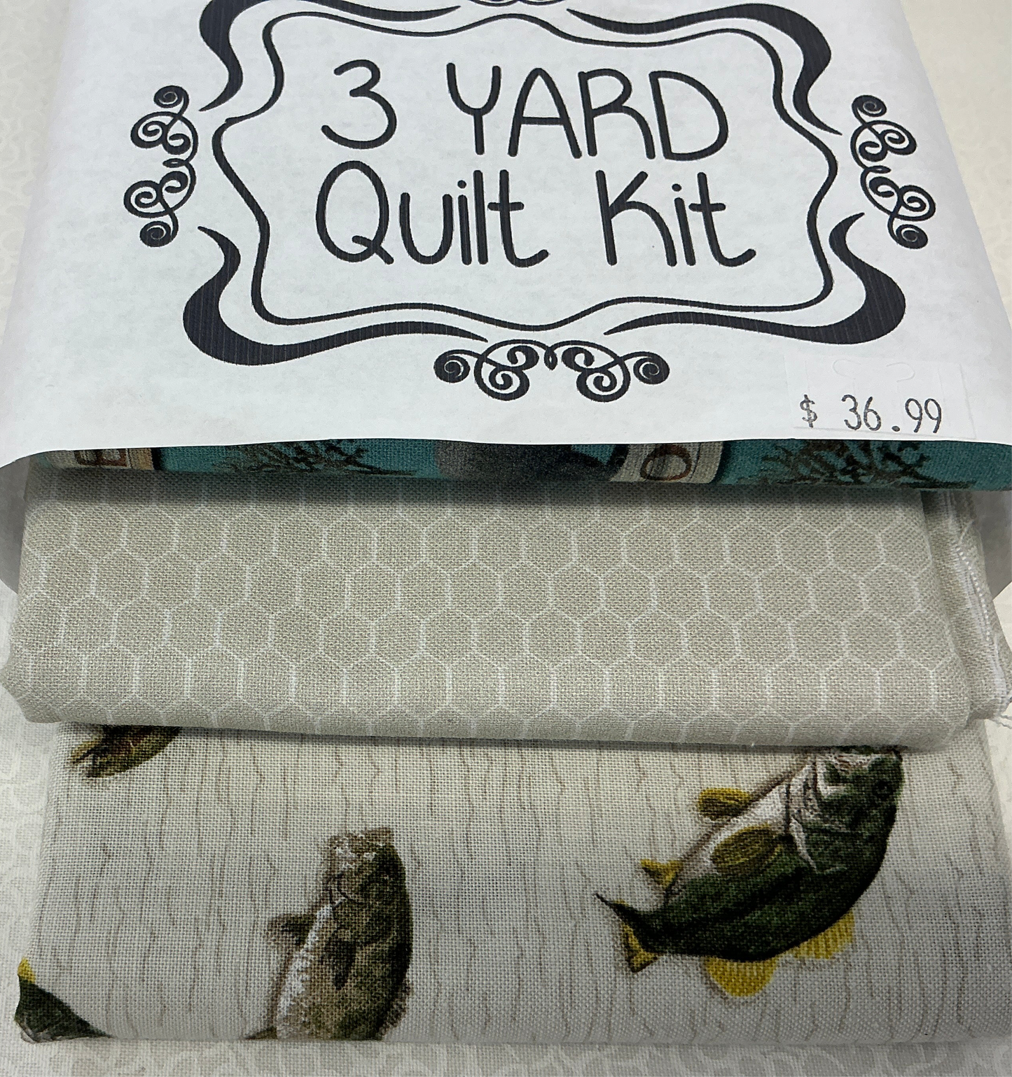 3 yard Quilt kit Racoons and Fish