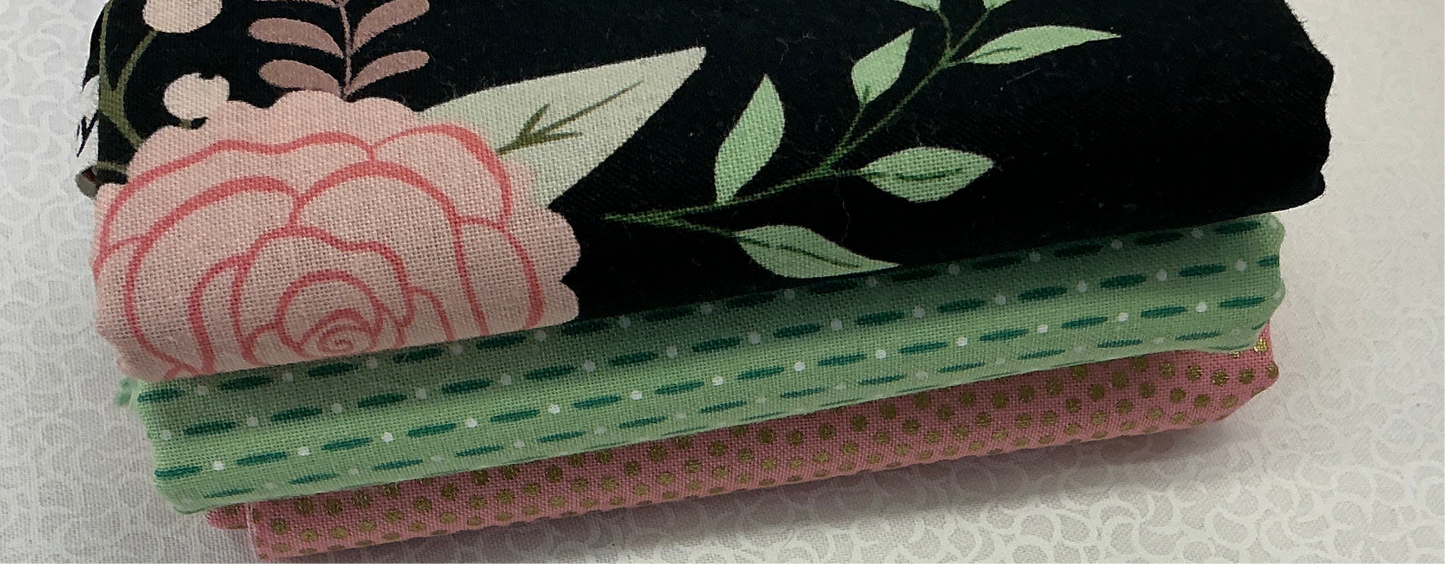 3 yard quilt kit black floral