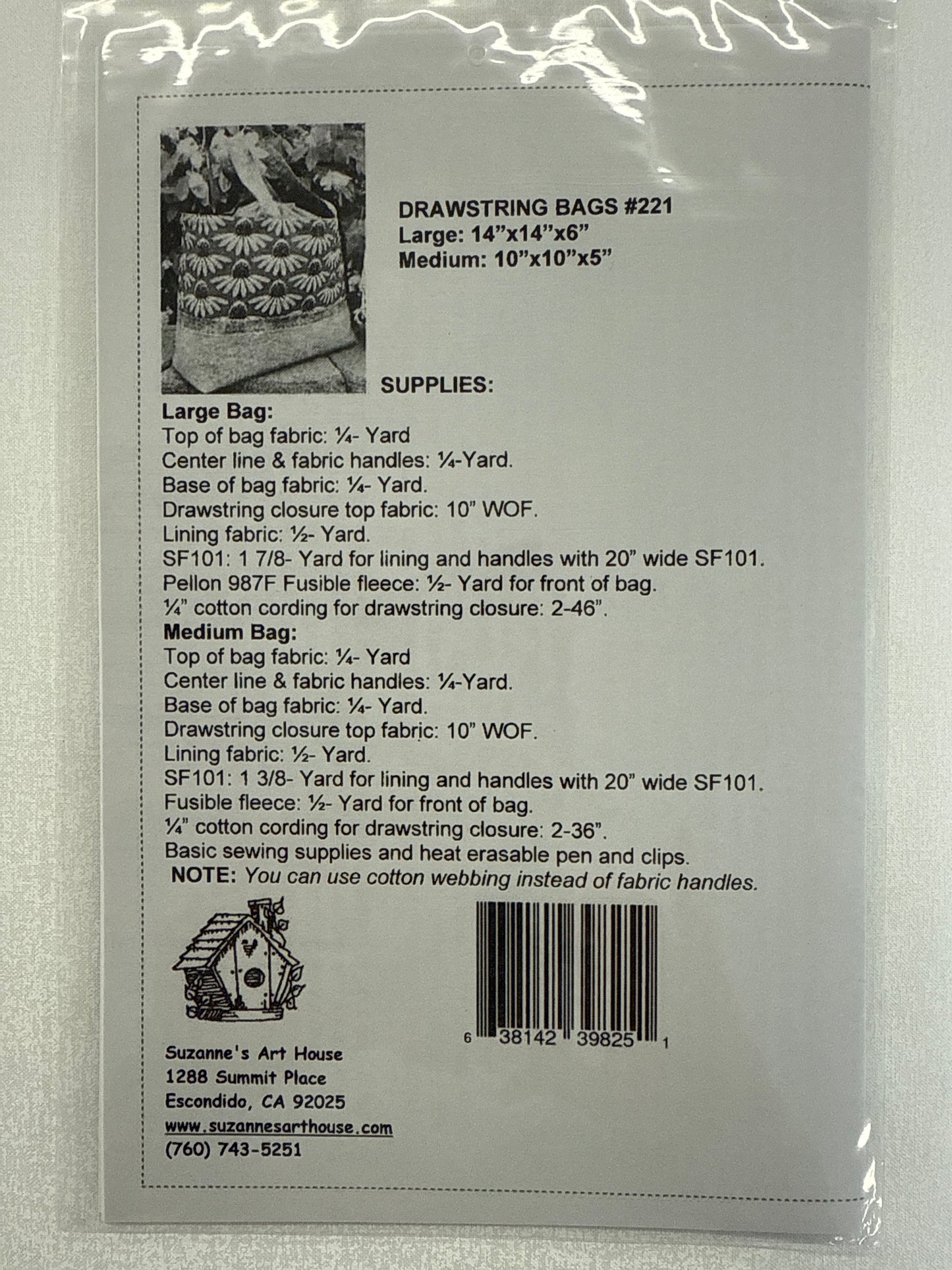 Suzanne’s Art House Drawstring Bags