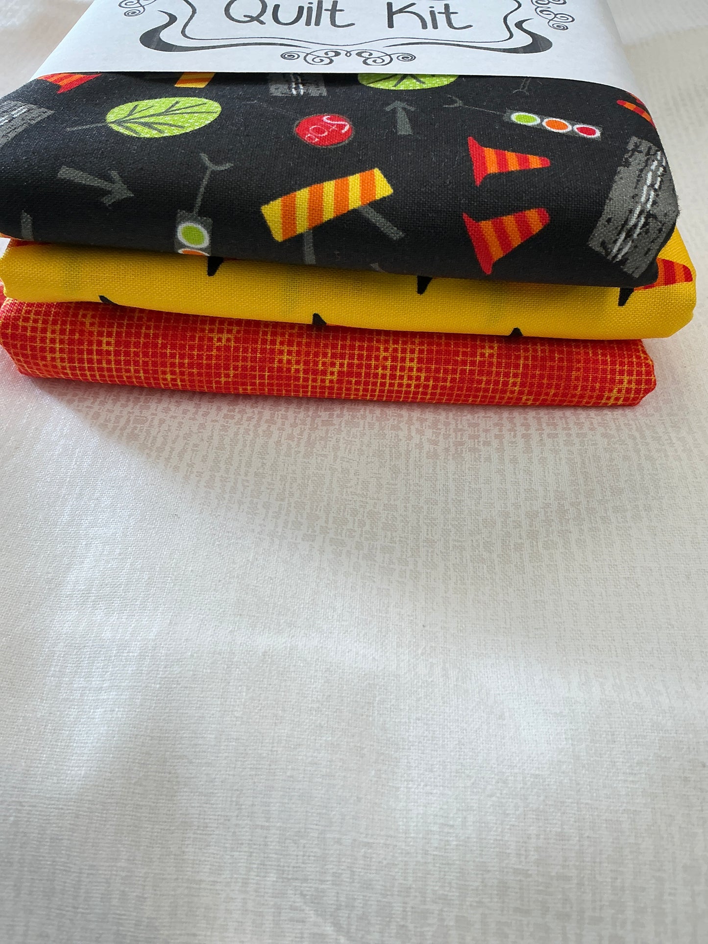 3 yard quilt kits- black background road signs