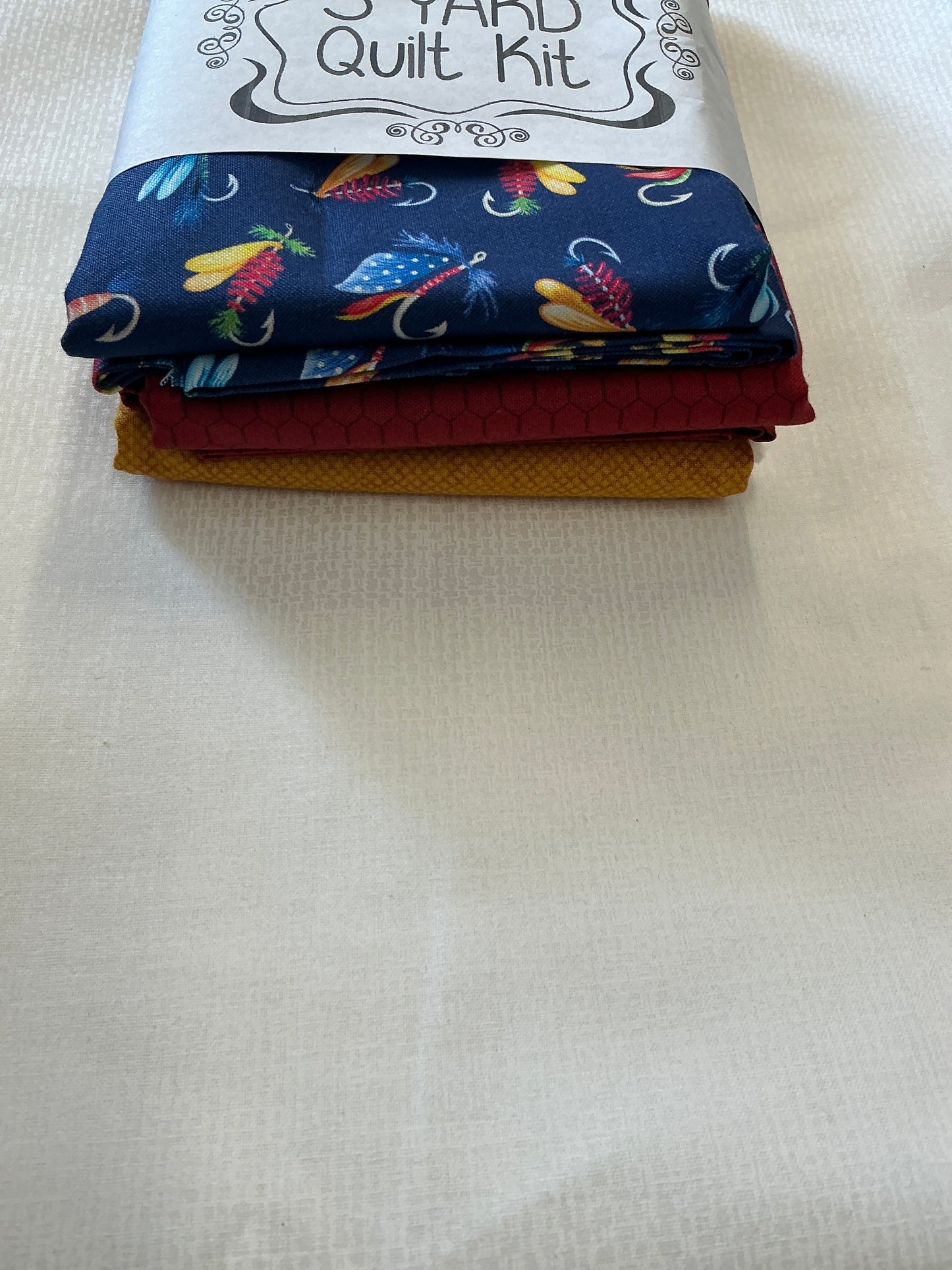 3 yard quilt kits~blue background fishing