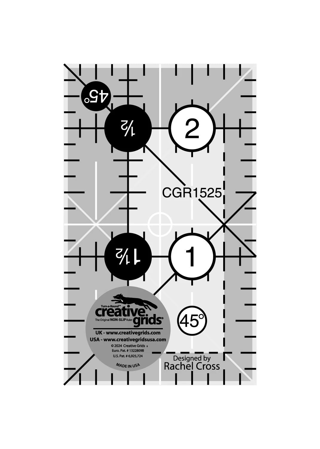 Creative Grids Quilt Ruler 1-1/2in x 2-1/2in Rectangle # CGR1525