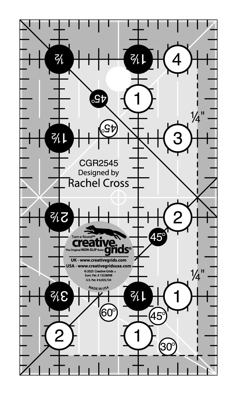 Creative Grids Quilt Ruler 2-1/2in x 4-1/2in Rectangle # CGR2545