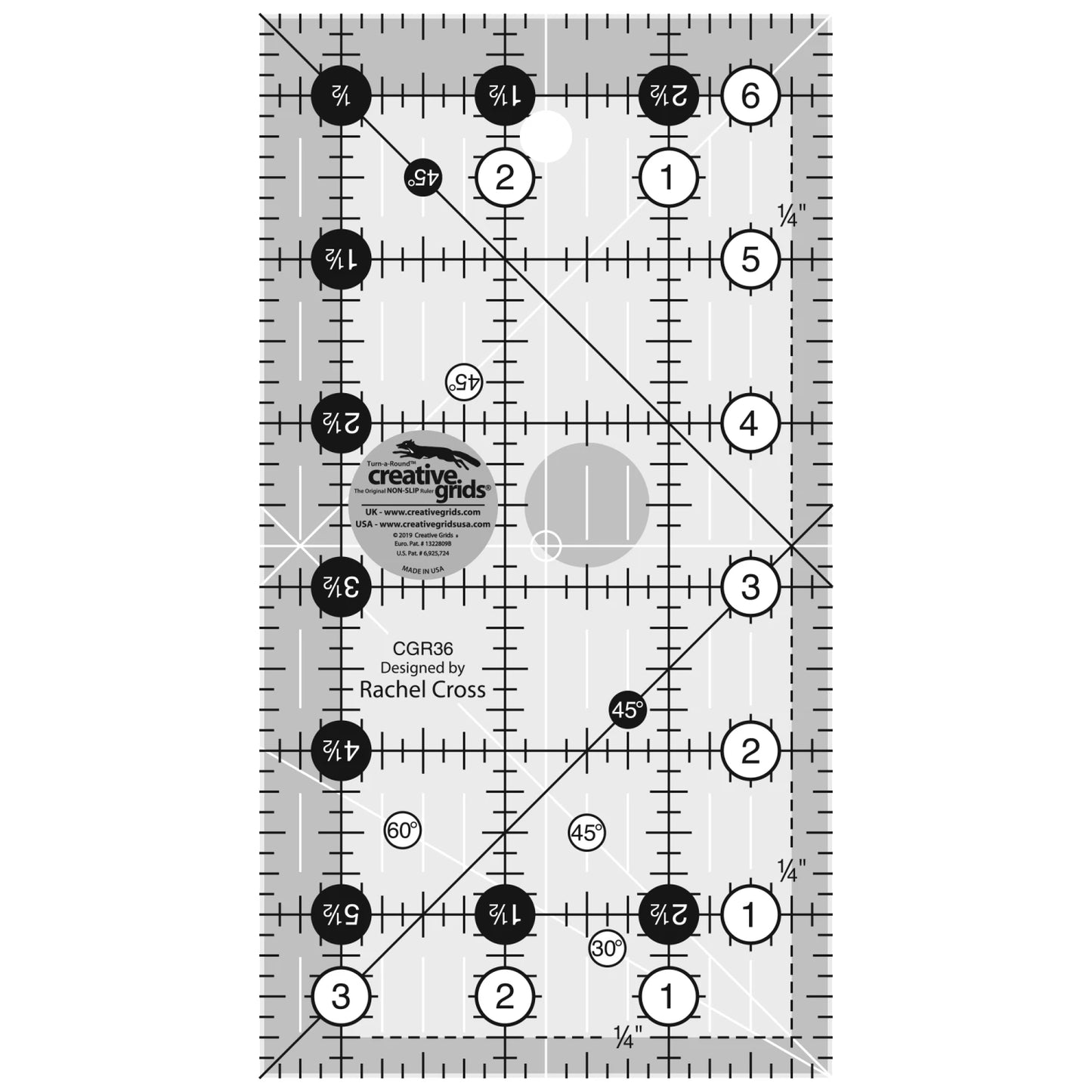 Creative Grids Quilt Ruler 3-1/2in x 6-1/2in Rectangle # CGR36