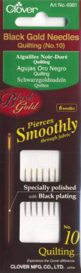 Clover Black Gold Quilting Needle Size 10 6ct
