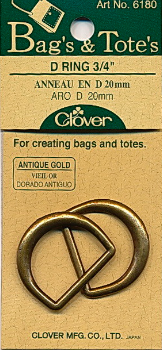 Clover D-Rings Antique Gold 3/4