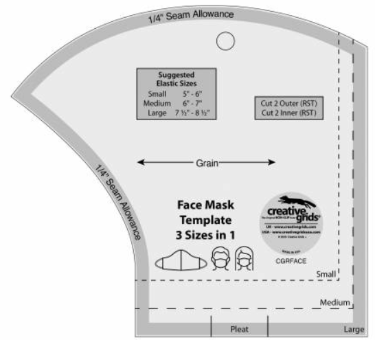 Creative Grids Face Mask Template 3 Sizes in 1