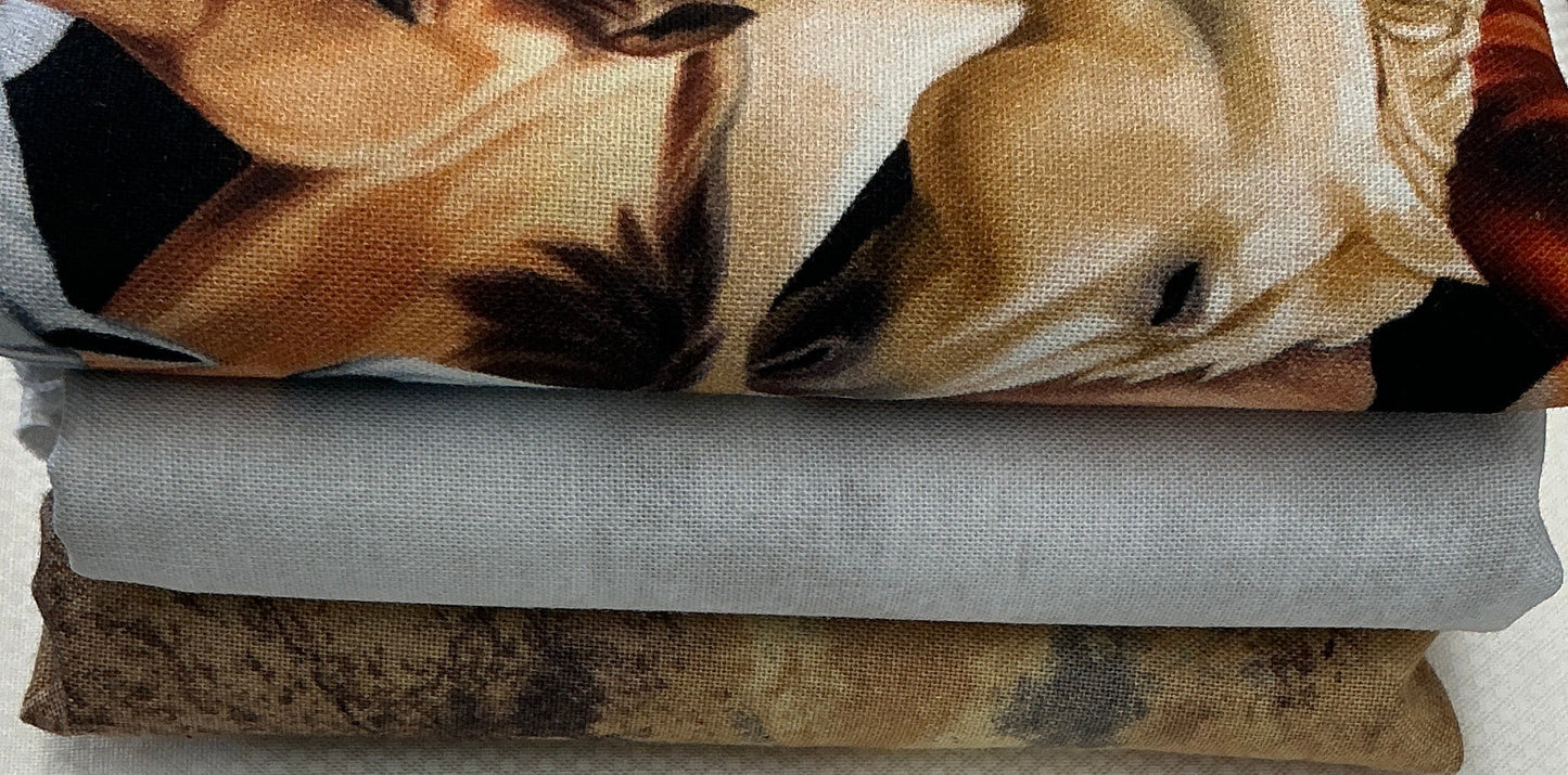 3 yard quilt kits-Horse Cream & Brown 1