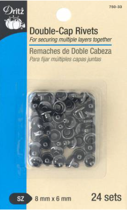 Double-Cap Rivets 8mm x 6mm 24 Sets Gunmetal