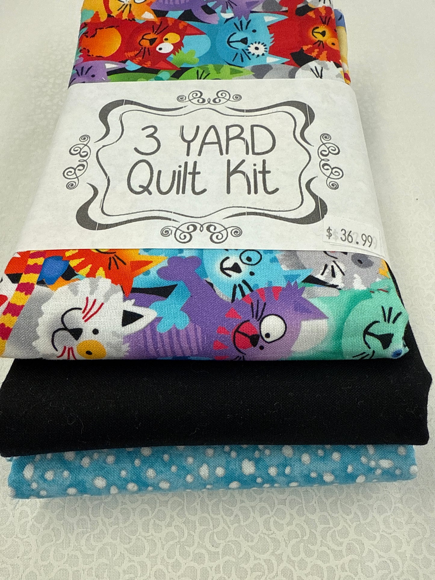 3 yard quilt kit, cats black