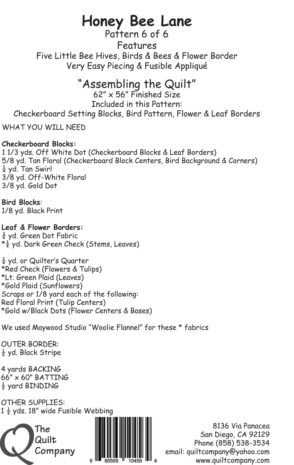 Honey Bee Lane Honey Bee Lane 6- Assembling the Quilt # HBL106