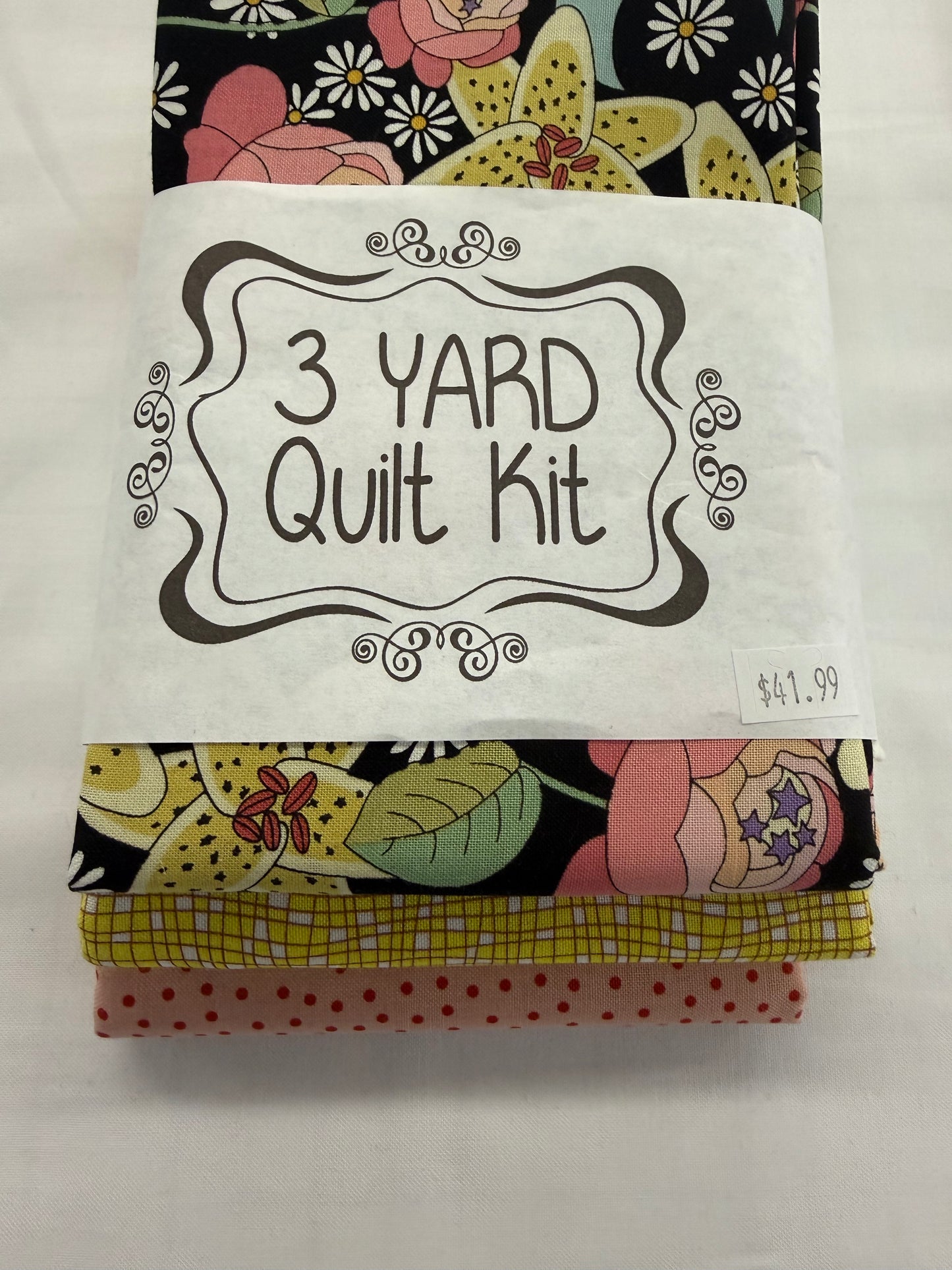 3 yard Quilt Kit flowers and Dots