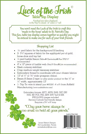 Luck Of The Irish Table Top Display Embroidery