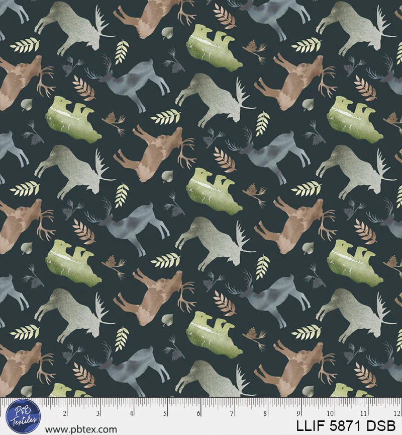 Lodge Life by P&B Textiles navy blue animals LLIF 5871 DSB