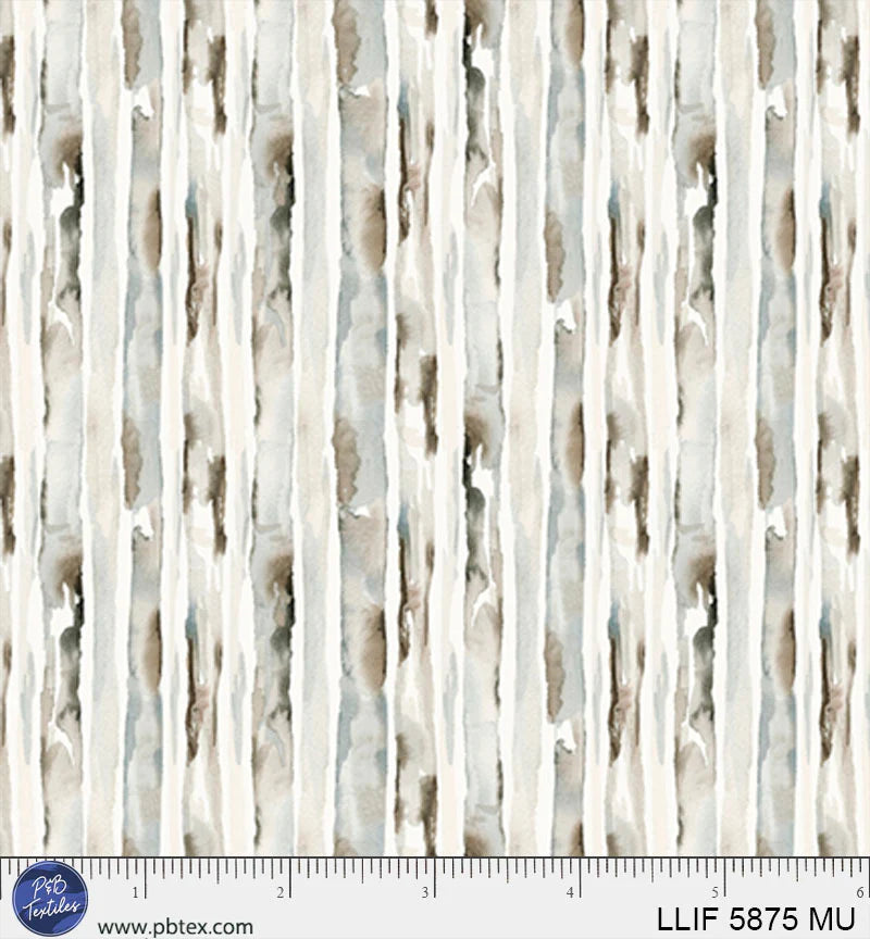 Lodge Life by P&B Textiles cream, grey, brown wood grain