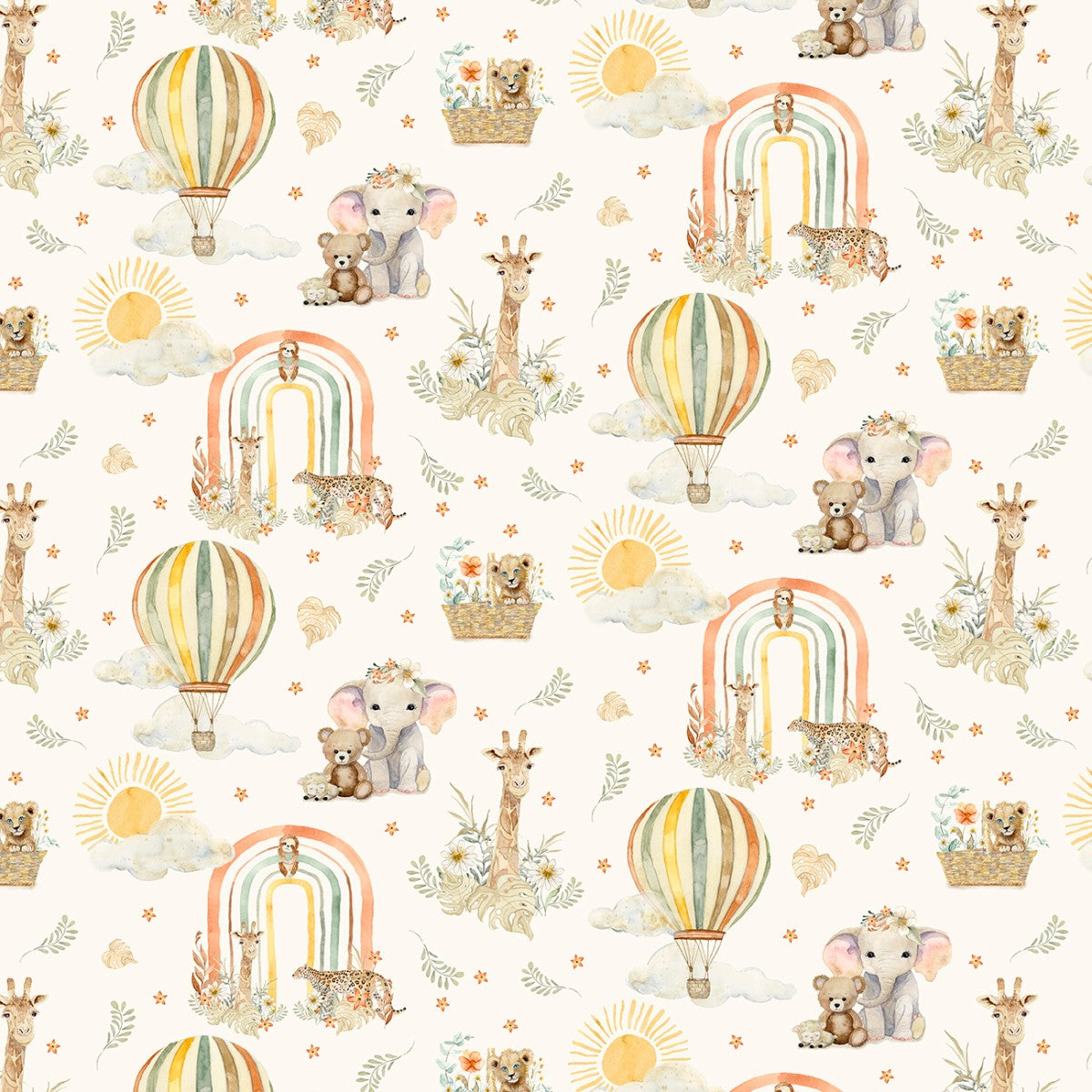 Mini Menagerie Wild Animal Allover - Ecru