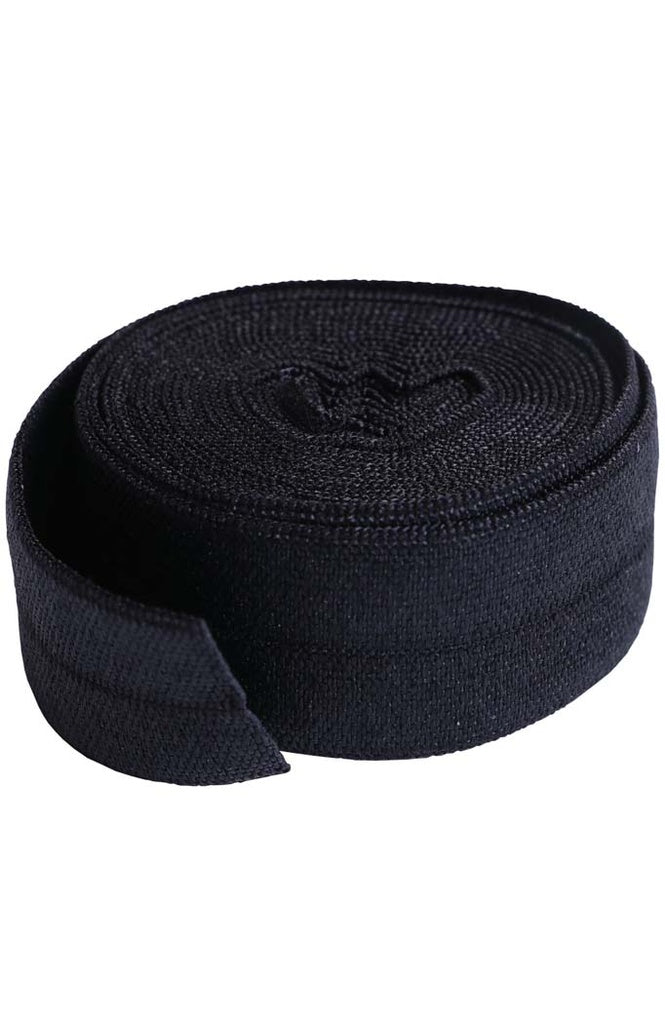 FOLD-OVER ELASTIC, black 20mm - 2 YARD PACKAGE