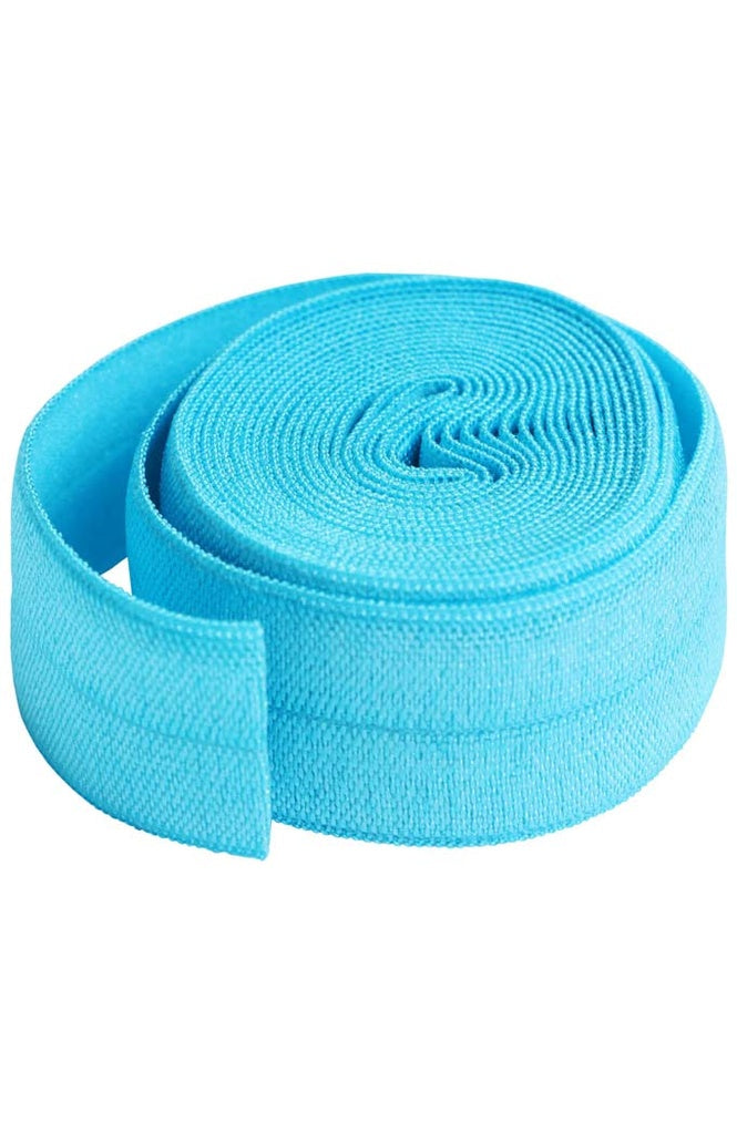 FOLD-OVER ELASTIC, parrot blue 20mm - 2 YARD PACKAGE