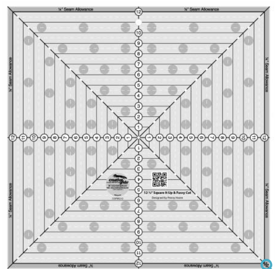 Creative Grids 12-1/2in Square It Up or Fussy Cut Square Quilt Ruler