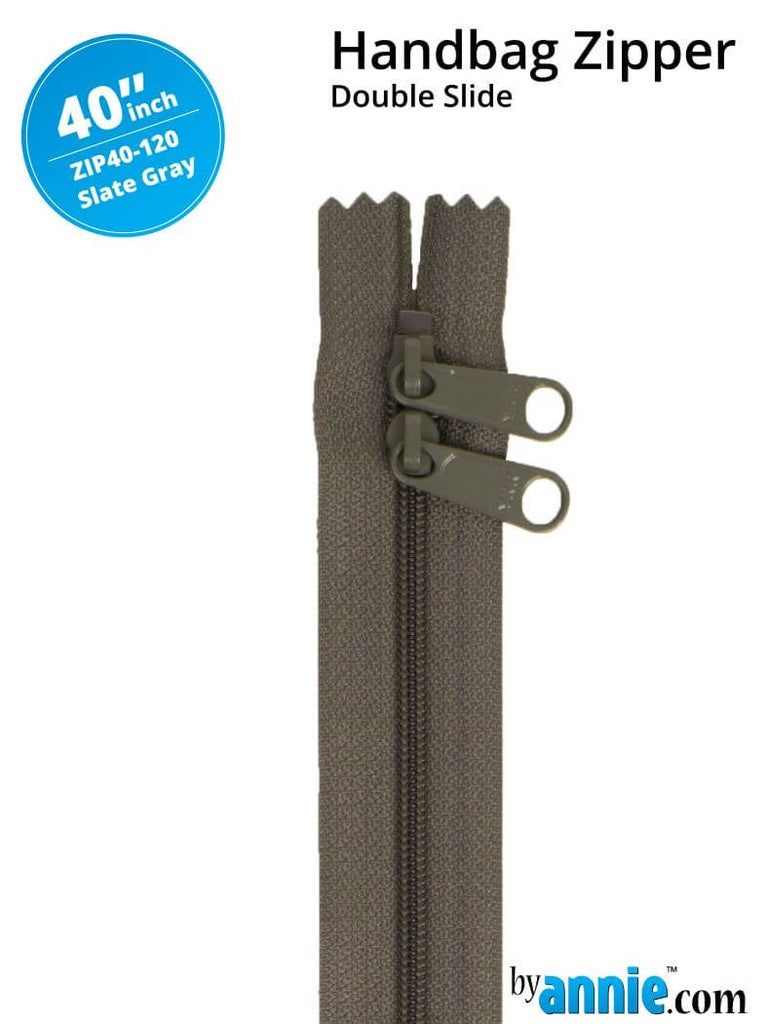 40" Handbag Zippers - Double Slide Slate Gray
