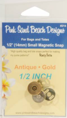 Small Magnetic Purse Snap - Antique Gold 1/2in (14mm)