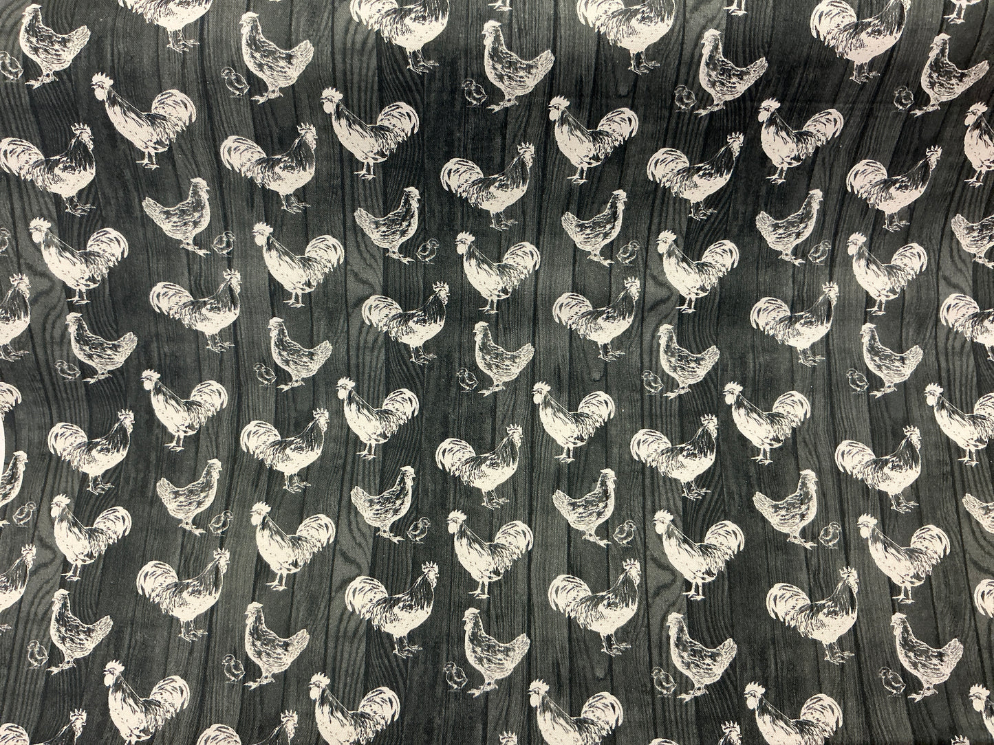 Farmhouse Rooster Black Fabric
