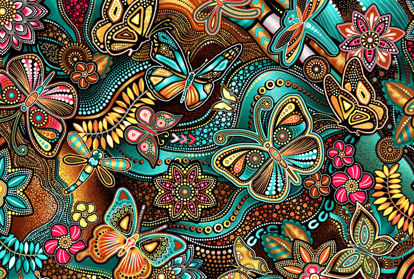 Oasis Butterfly Floral Teal 59-5623