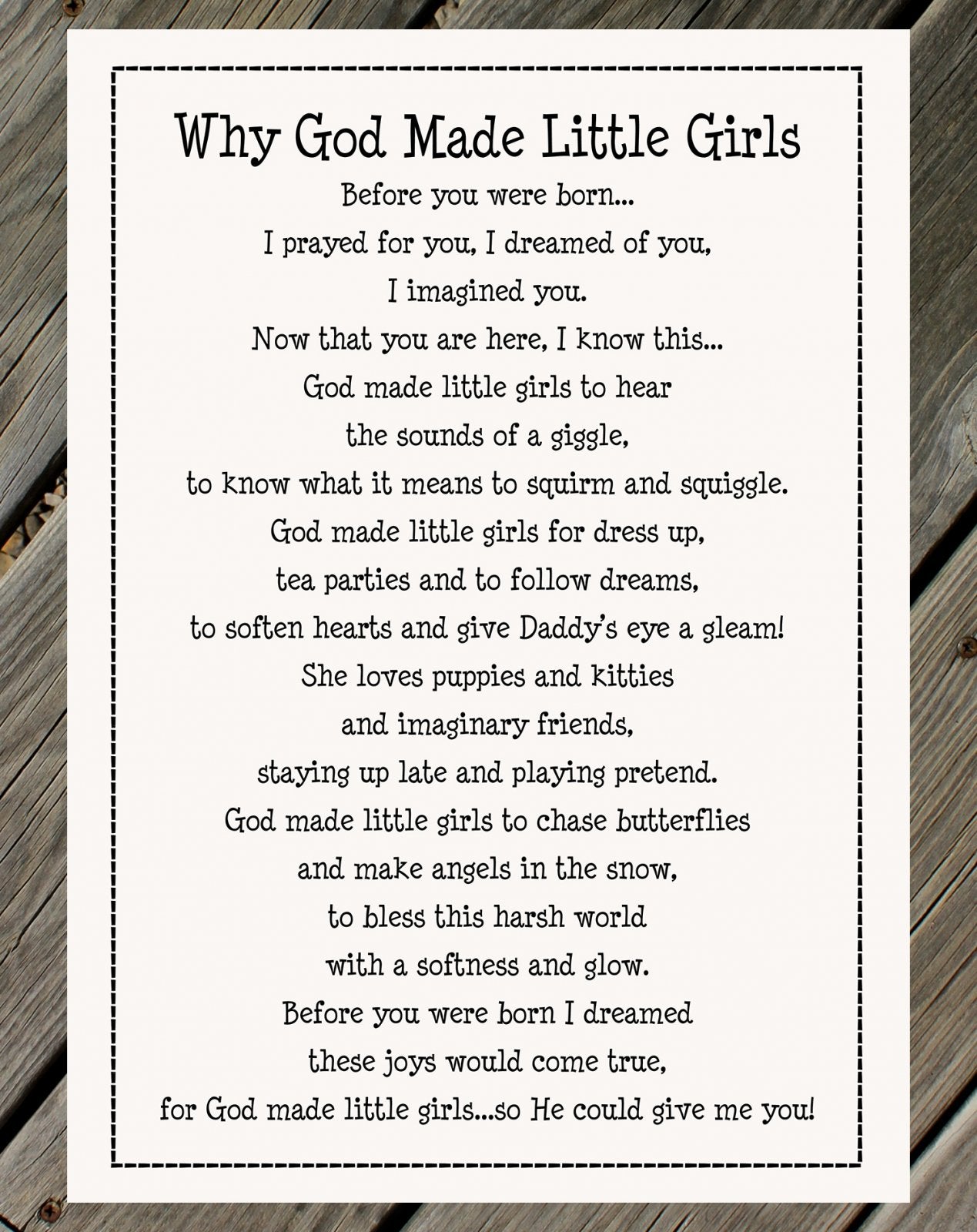 Why God Made Little Girls Panel