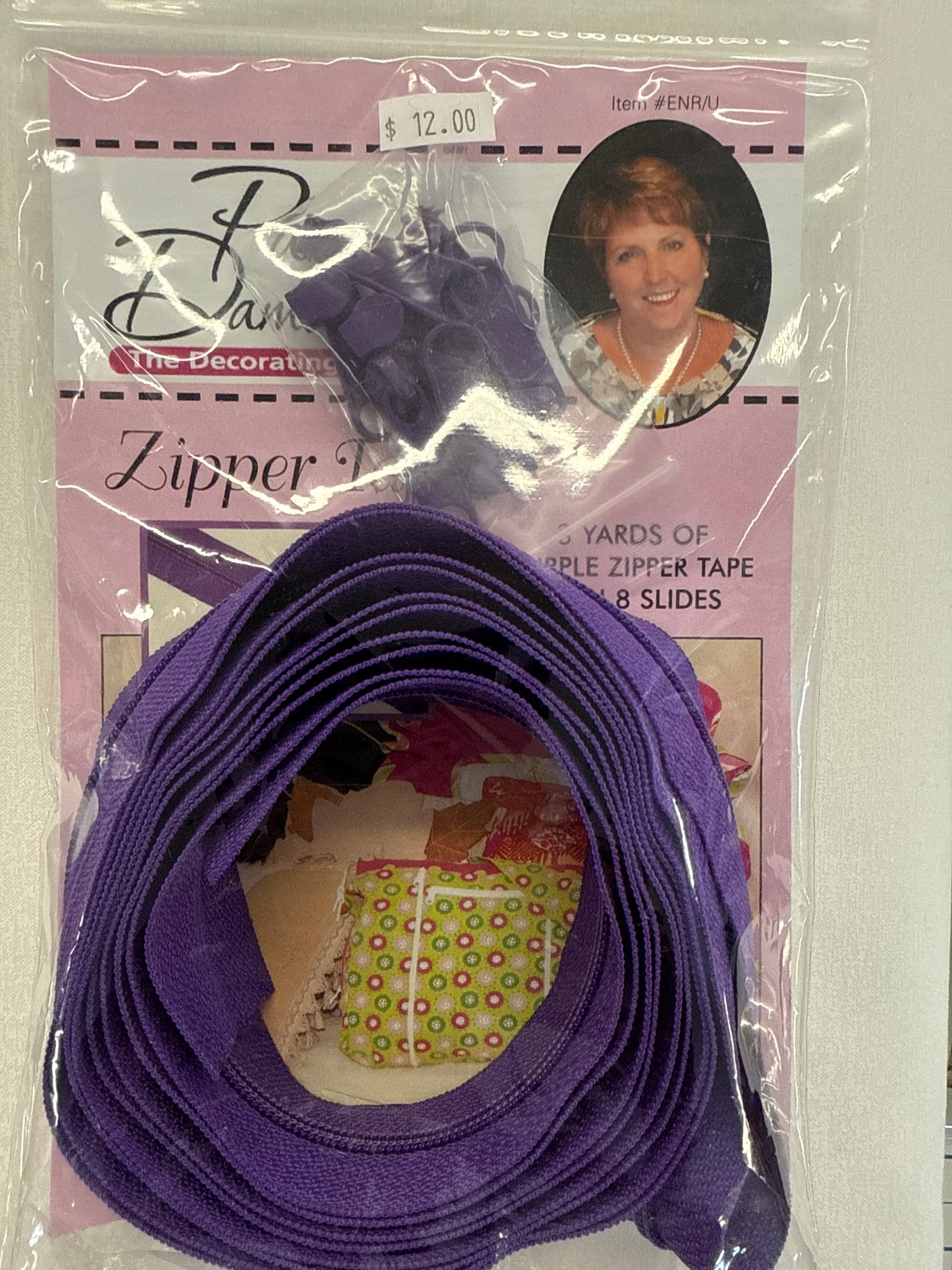 Pam Damour Zipper Tape  3yds with 8 slides