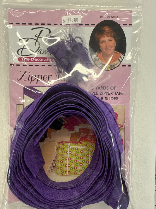 Pam Damour Zipper Tape  3yds with 8 slides