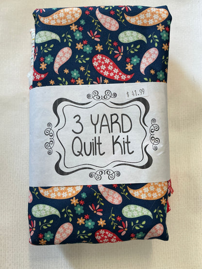 3 yard quilt kits~blue background floral