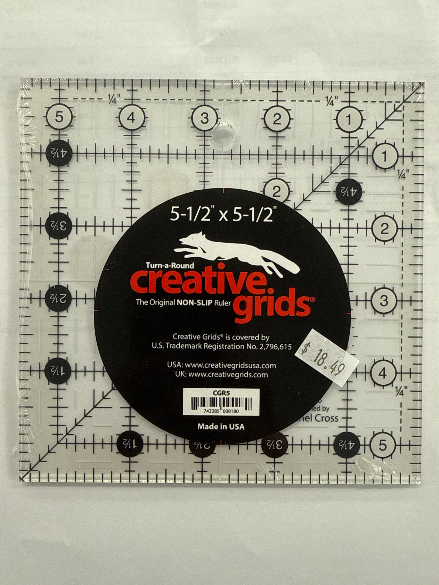 5 1/2 x 5 1/2 Creative grids nonslip ruler