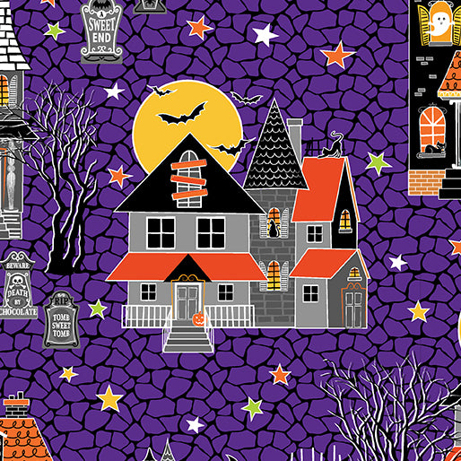 BENARTEX HAUNTED HOUSES PURPLE GLOW O WEEN SKU 12958G-66