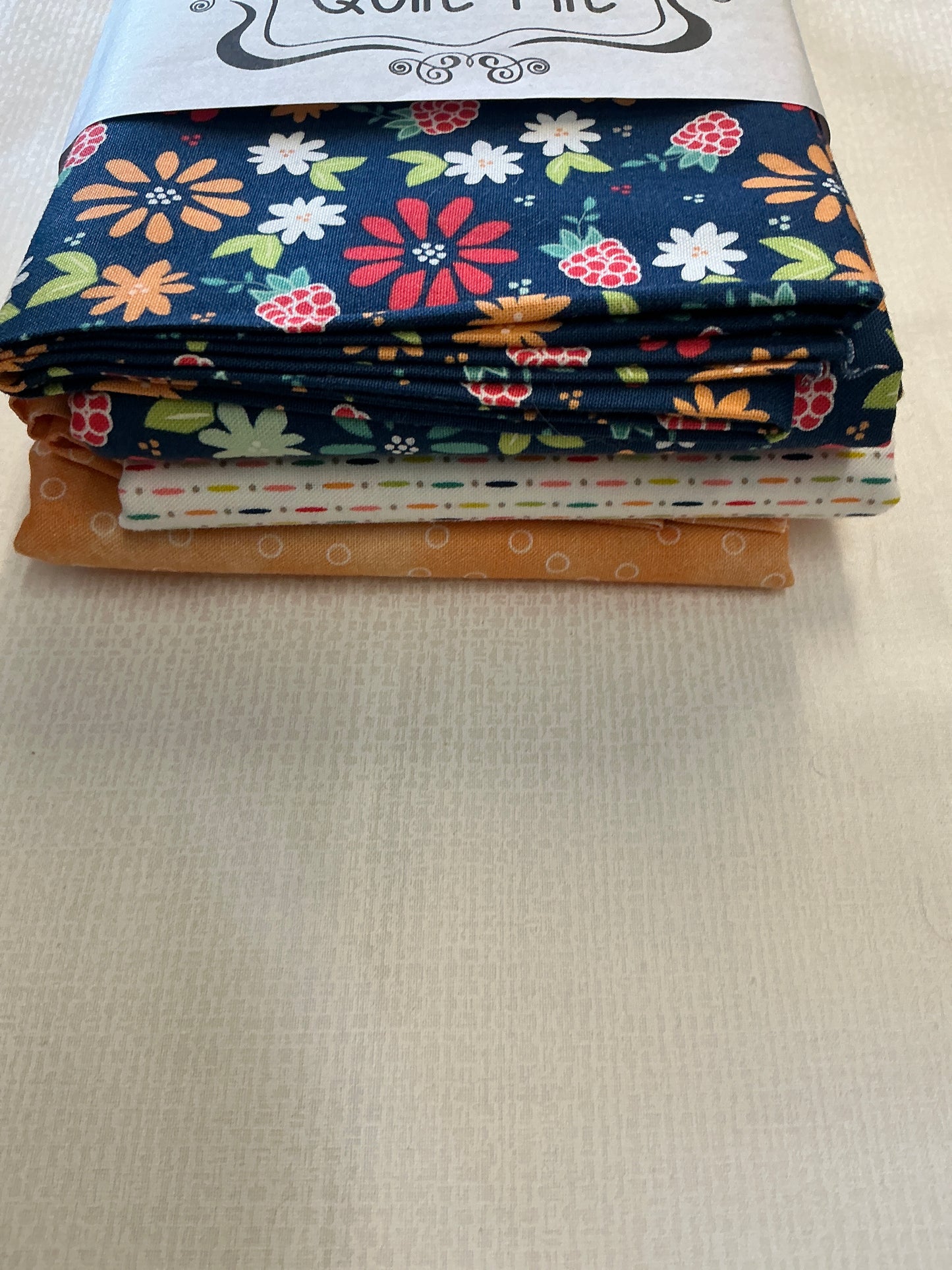 3 yard quilt kits~dark blue background colorful floral