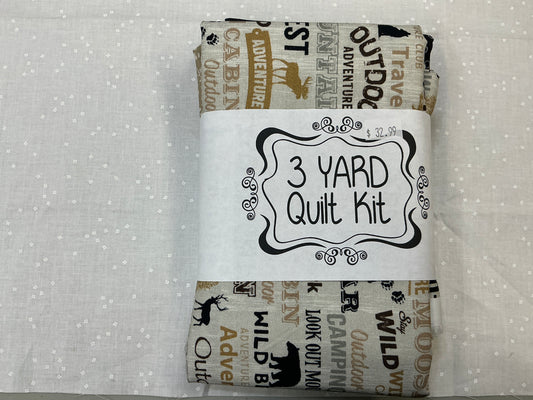 3 yard quilt kit - wildlife, bears, moose tans and black