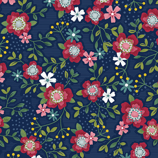 Primrose Path Navy Wander Lane by Nancy Halvorsen