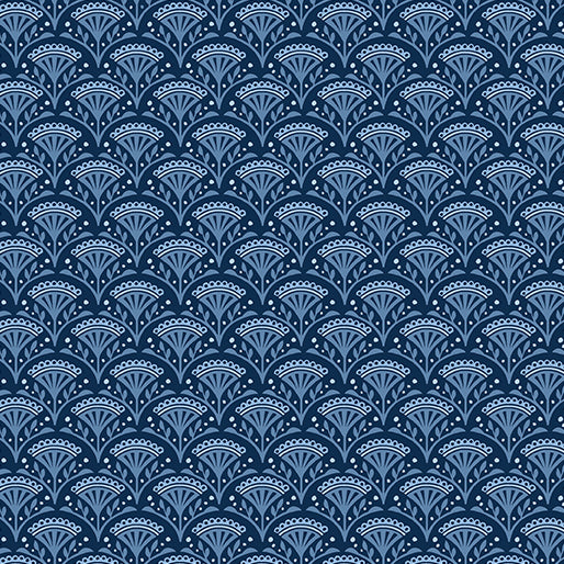 Blossom Scallop Navy Wander Lane by Nancy Halvorsen