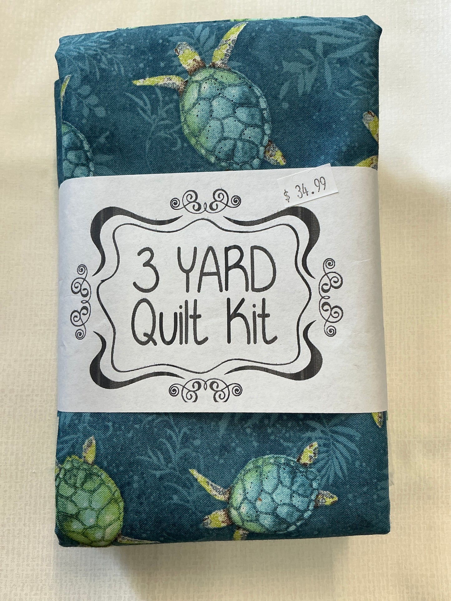 3 yard quilt kits~ blue background turtles