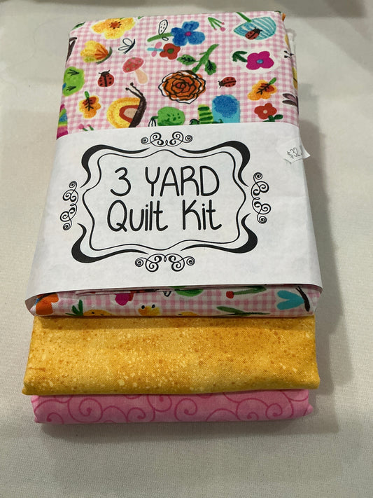 3 yard quilt kit spring bunnies and ladybugs