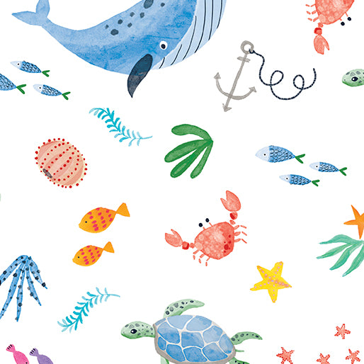 Swim with Me   Ocean Life  WHITE