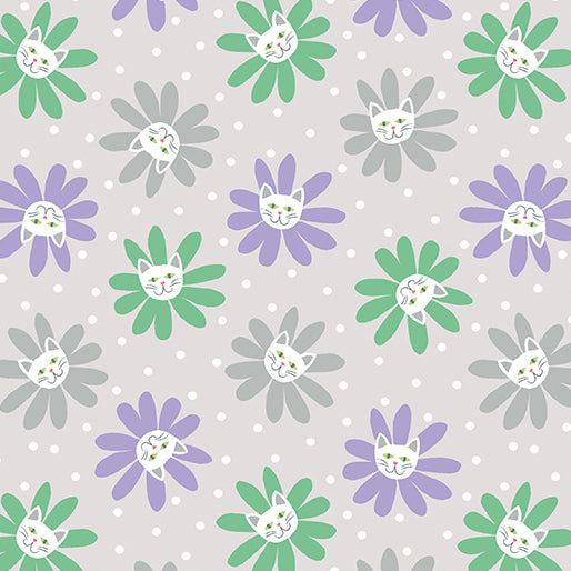 Kitty Blooms Light Grey/Multi