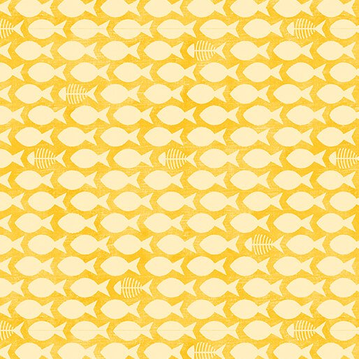 Benartex Cozy Cats Fish & Bones Yellow